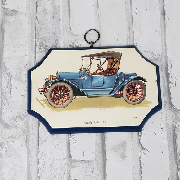 Vtg.Chevrolet Roadster 1913 Wood Mounted Print By FREDERICK ELMIGER - Picture 3 of 9